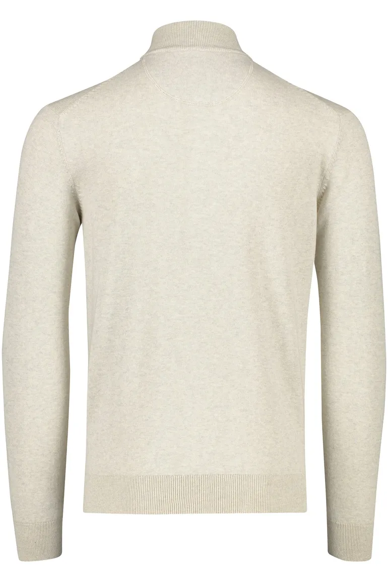 Half zip beige gemêleerd Portofino trui katoen