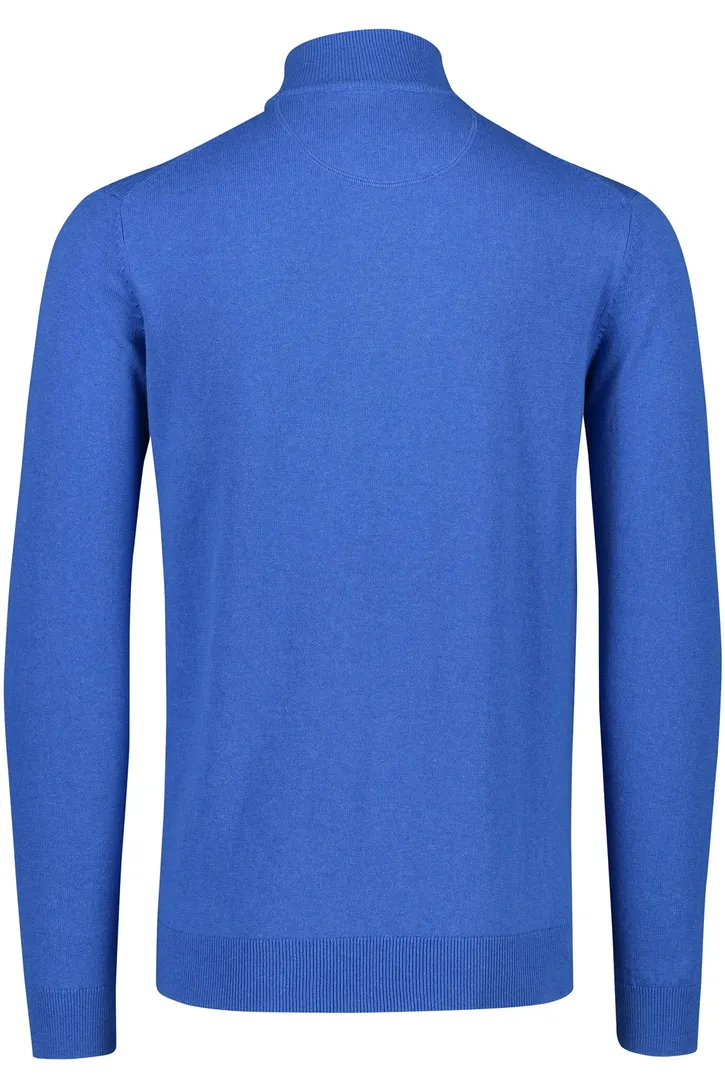 katoenen Portofino sweater half zip effen blauw