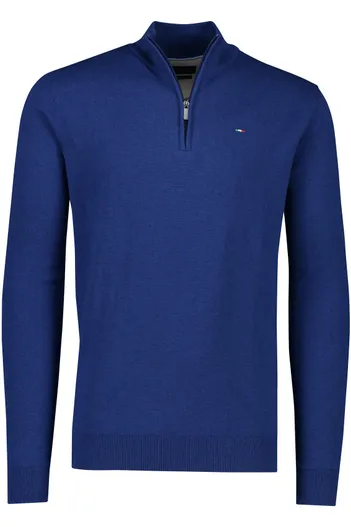 Portofino katoenen Portofino sweater effen kobaltblauw half zip