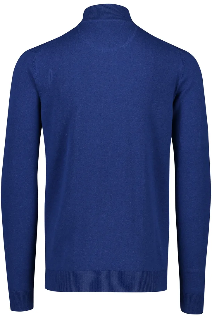 katoenen Portofino sweater effen donkerblauw half zip