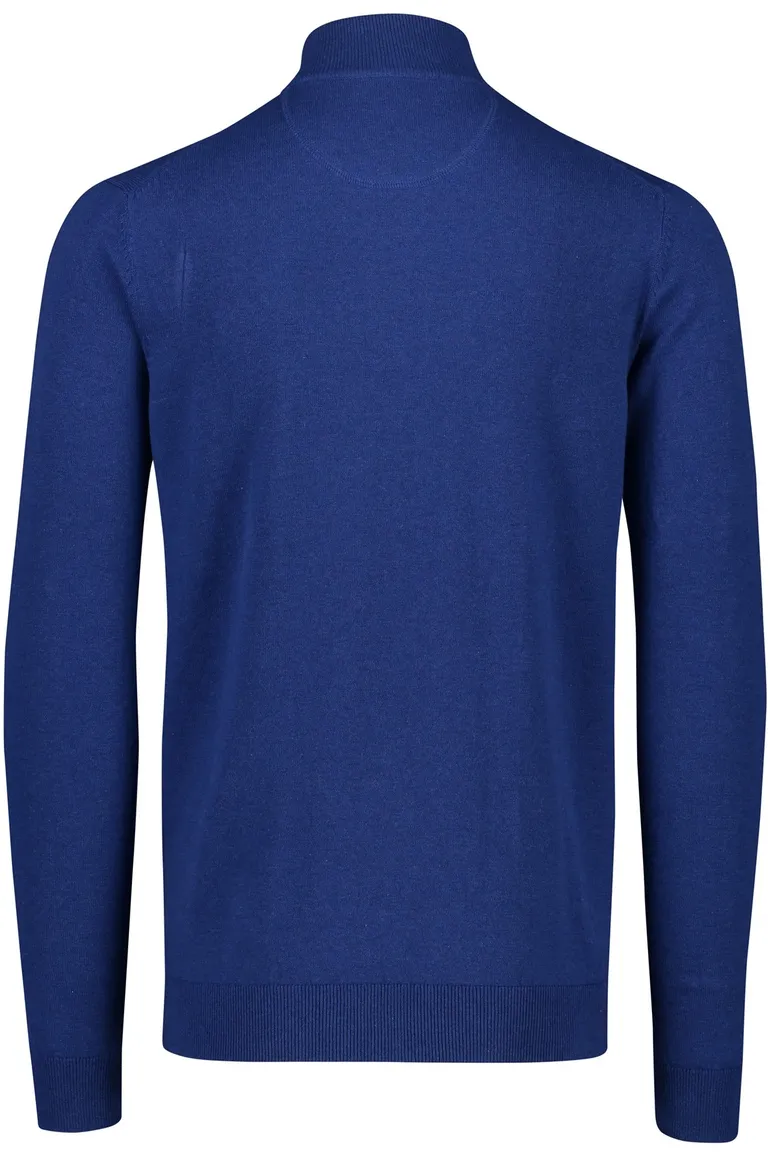 Portofino sweater half zip effen kobaltblauw katoen