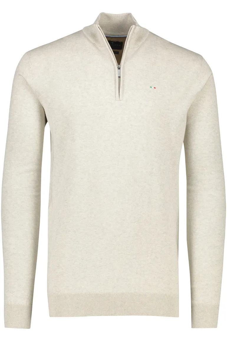 Portofino sweater half zip beige katoen extra lang