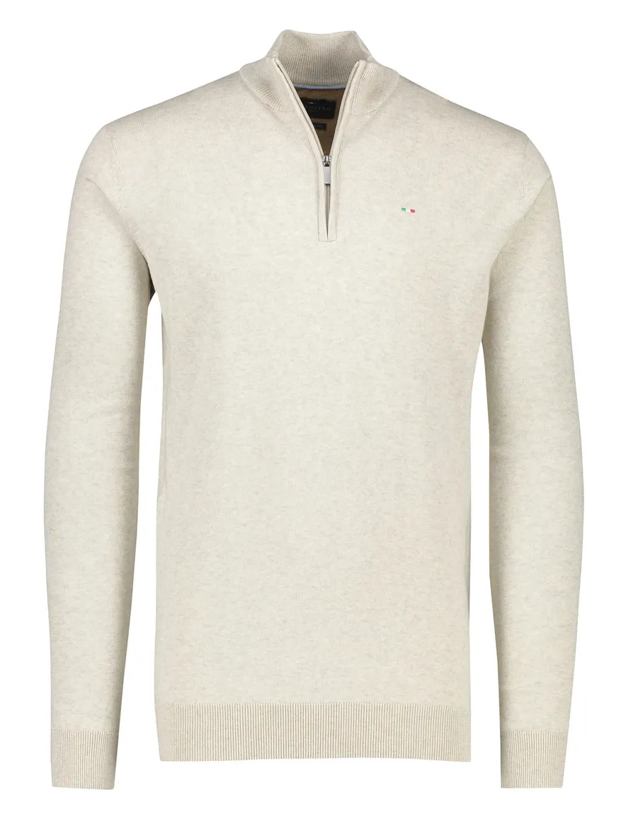 Portofino sweater half zip beige katoen extra lang
