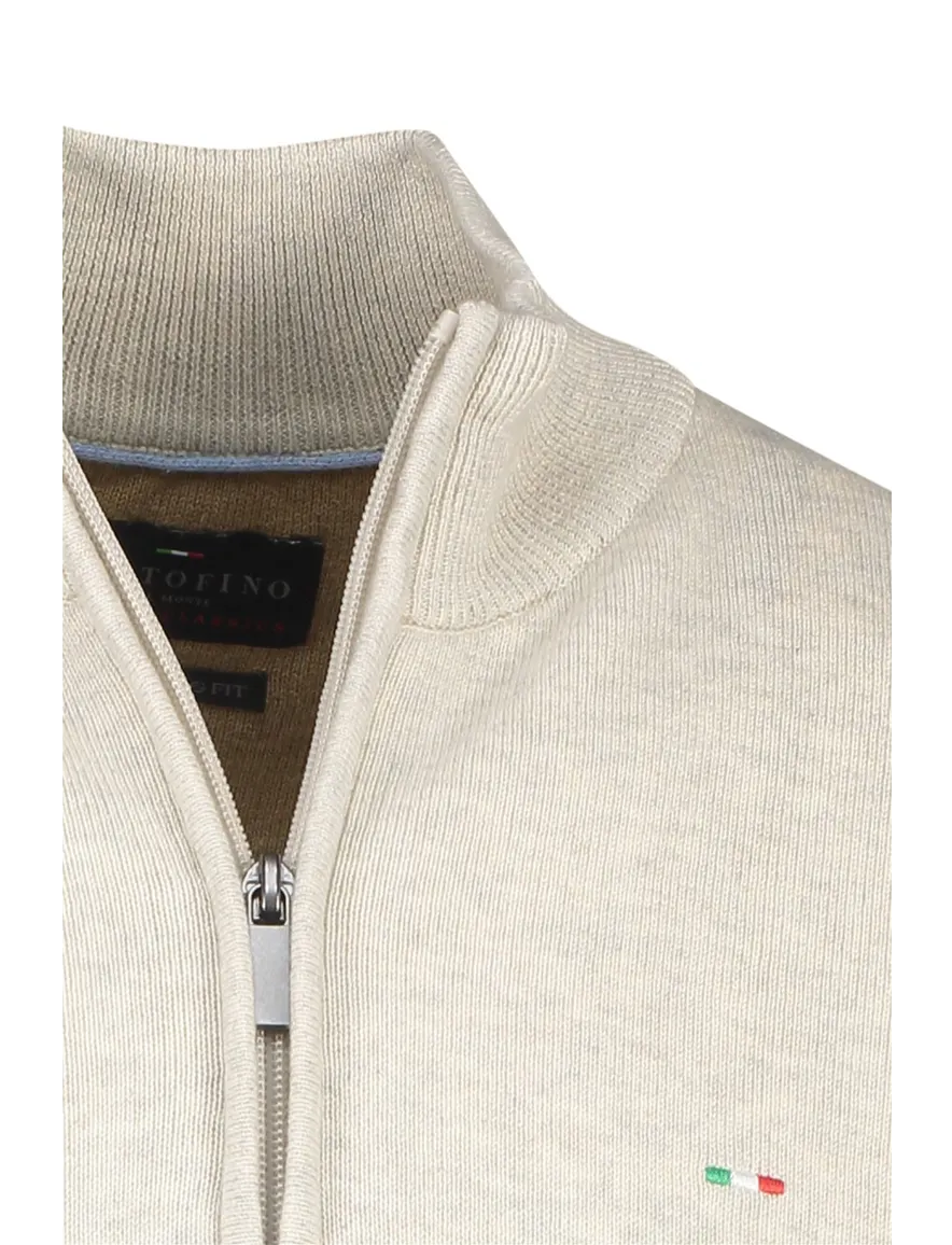 Portofino halfzip trui extra lang beige