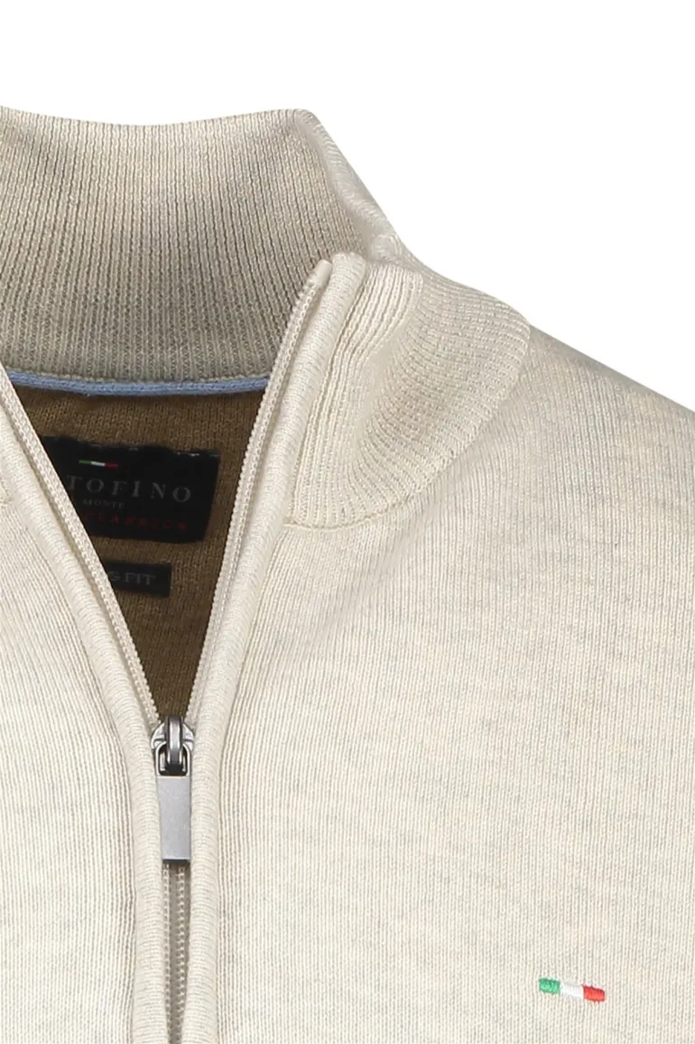 Portofino sweater half zip beige katoen extra lang