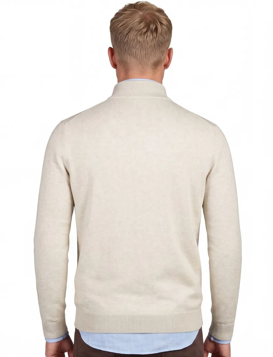 Portofino sweater half zip beige katoen extra lang