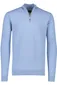 Portofino sweater half zip effen blauw katoen extra lang