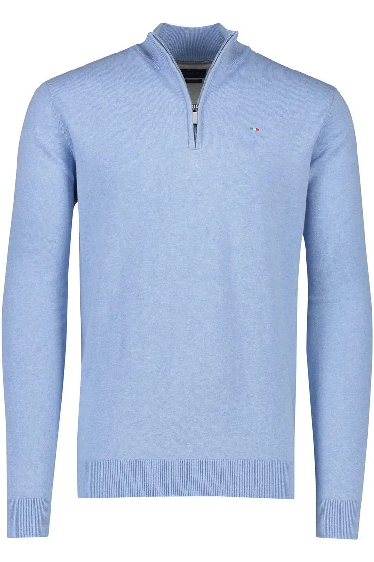 Portofino trui half zip extra lang blauw