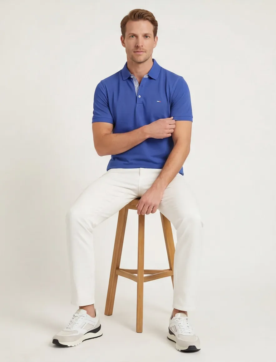 Portofino poloshirt 3-knoops blauw