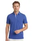 Poloshirt 3-knoops Portofino blauw katoen korte mouw