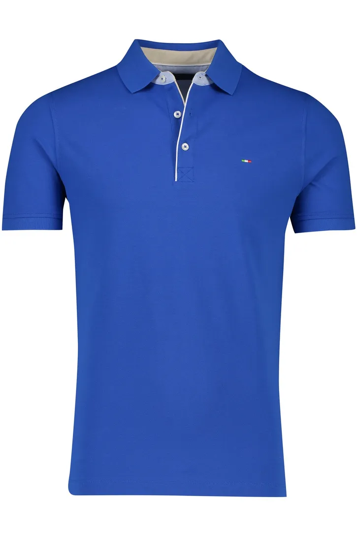 3-knoops blauwe Portofino polo korte mouw katoen