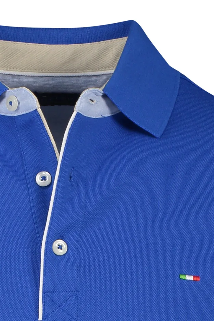 3-knoops blauwe Portofino polo korte mouw katoen