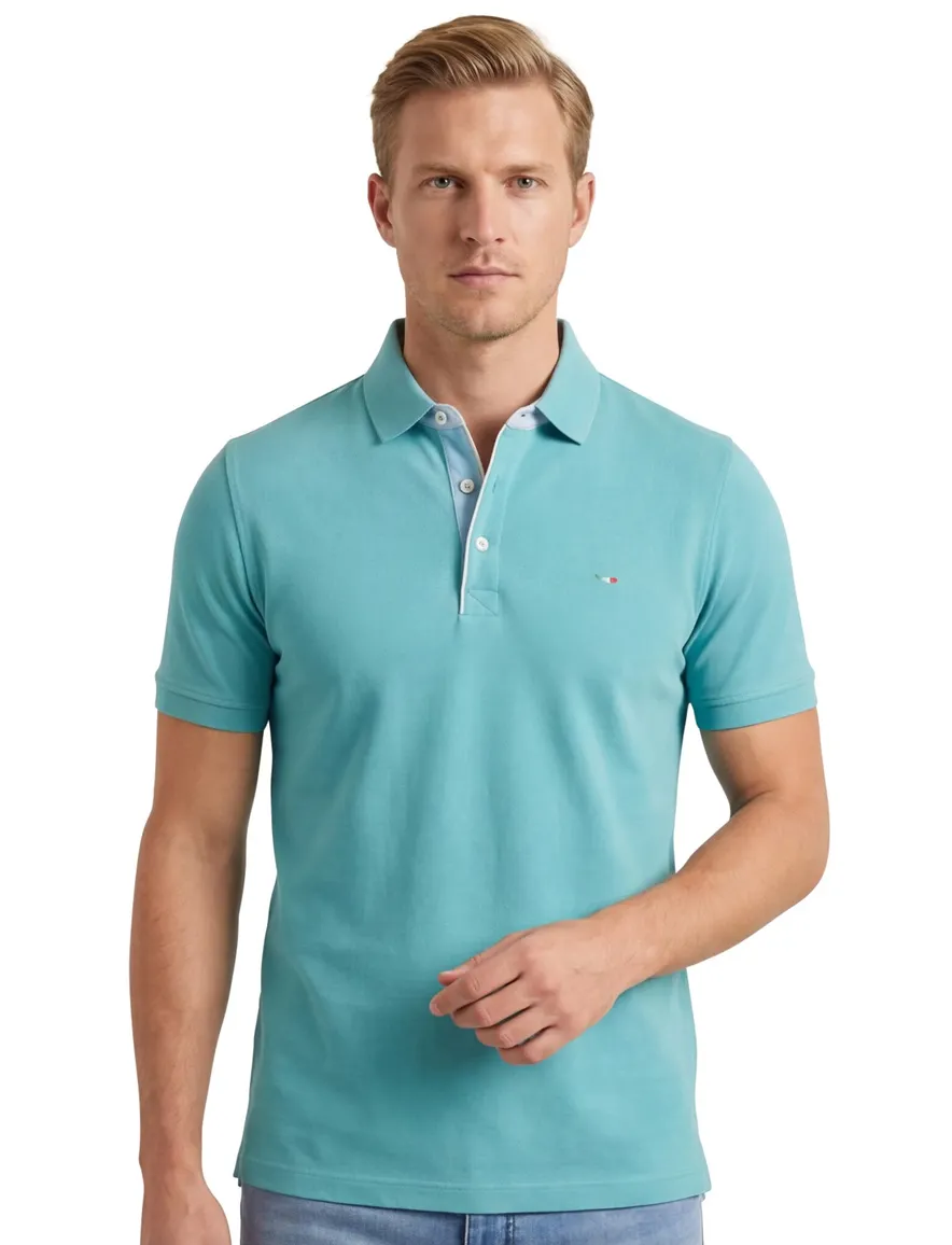 Portofino polo aqua katoen