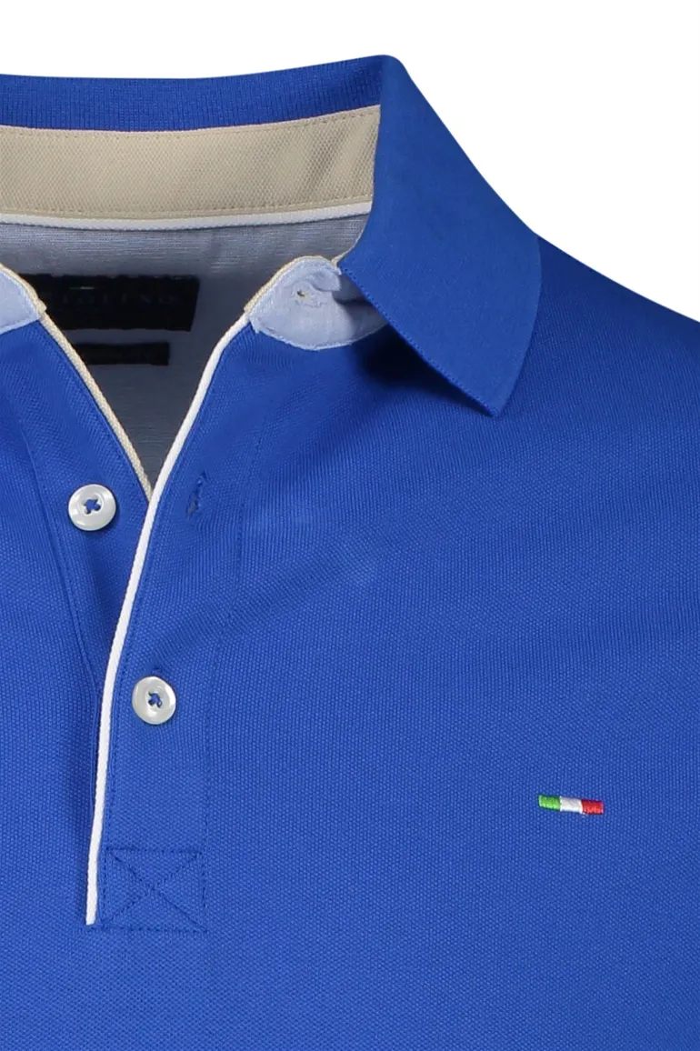 Extra lange blauwe Portofino polo katoen 3-knoops