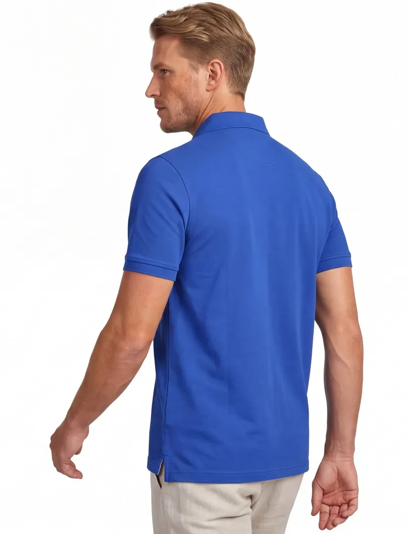 Portofino extra lange blauwe polo korte mouw