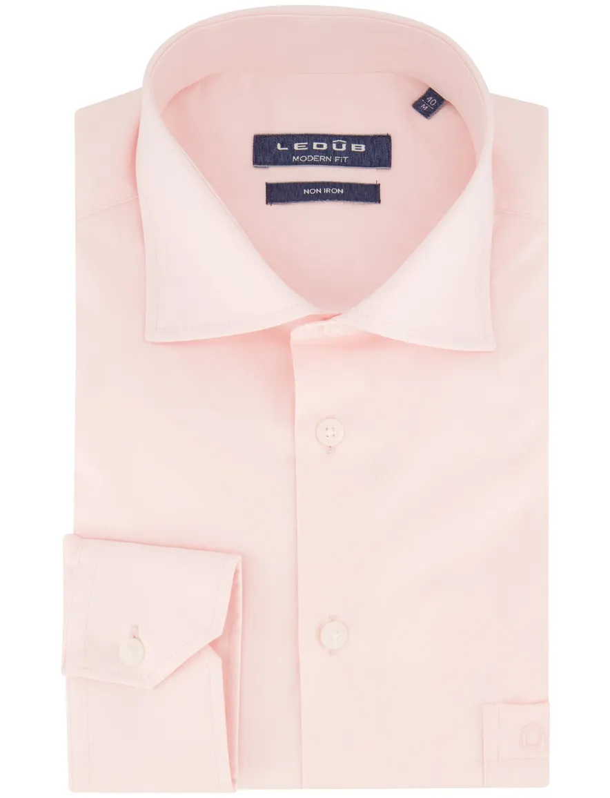 Ledub business overhemd Modern Fit New lichtroze effen katoen