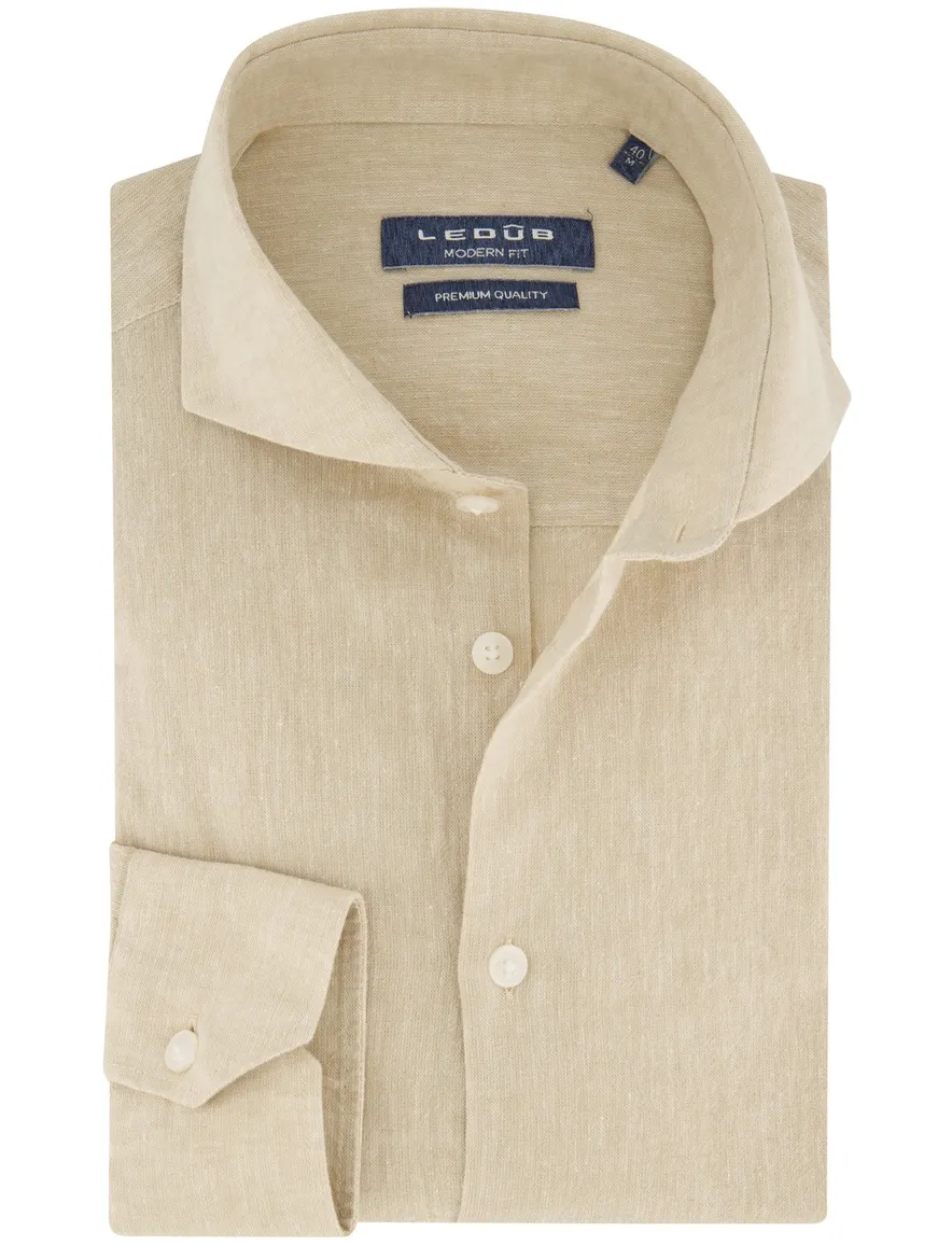 Ledub overhemd beige gemeleerd
