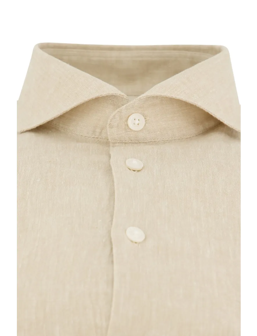 Ledub overhemd beige gemeleerd