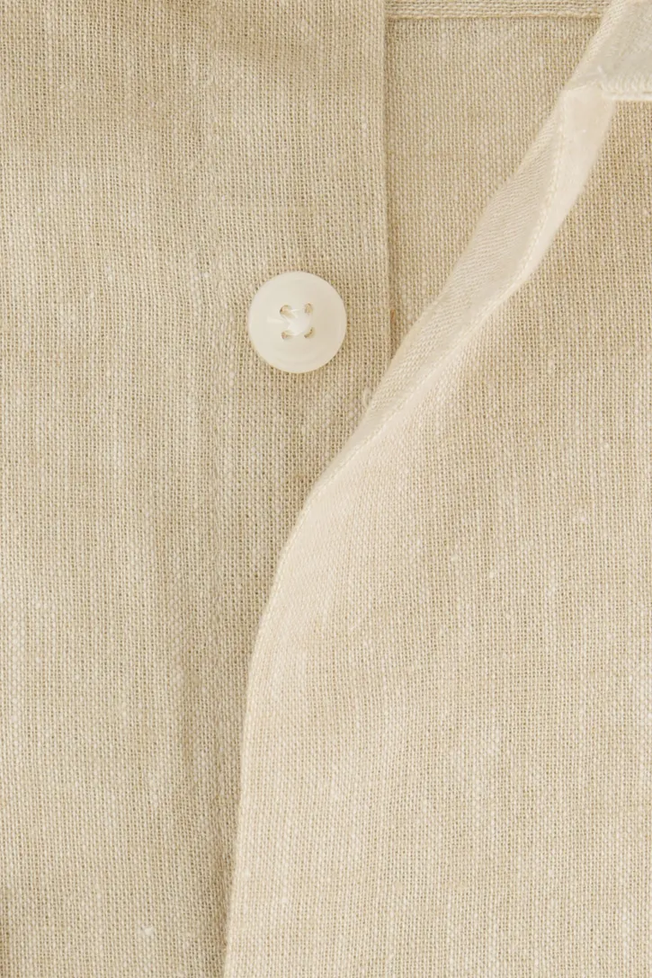 Ledub overhemd beige gemêleerd normale fit