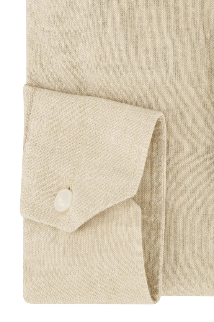 Ledub overhemd beige gemêleerd normale fit