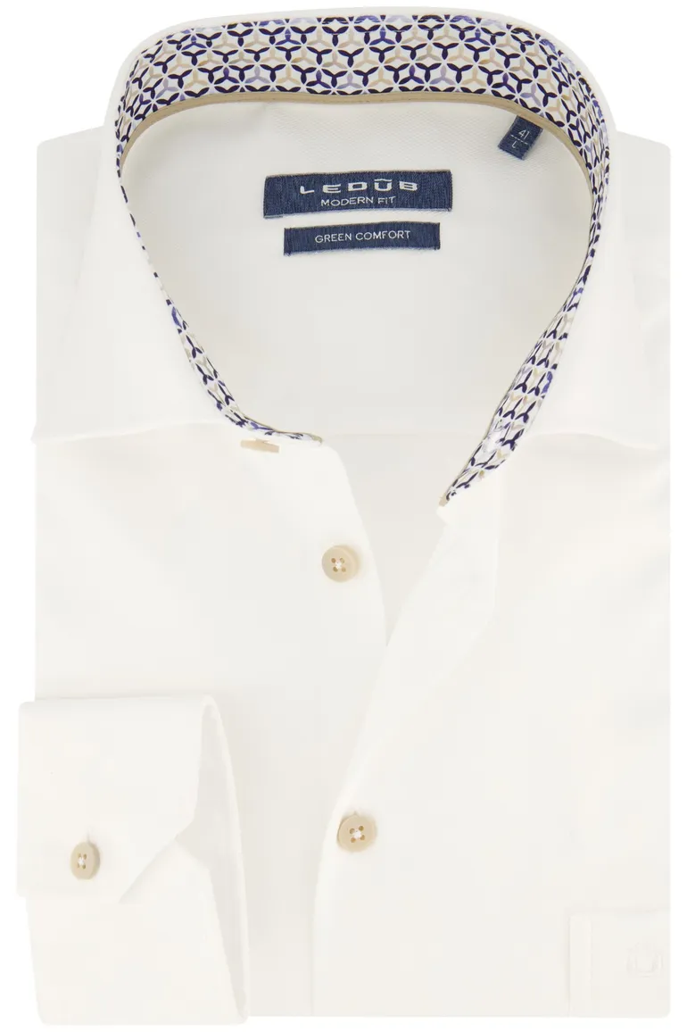 Ledub overhemd modern fit wit effen