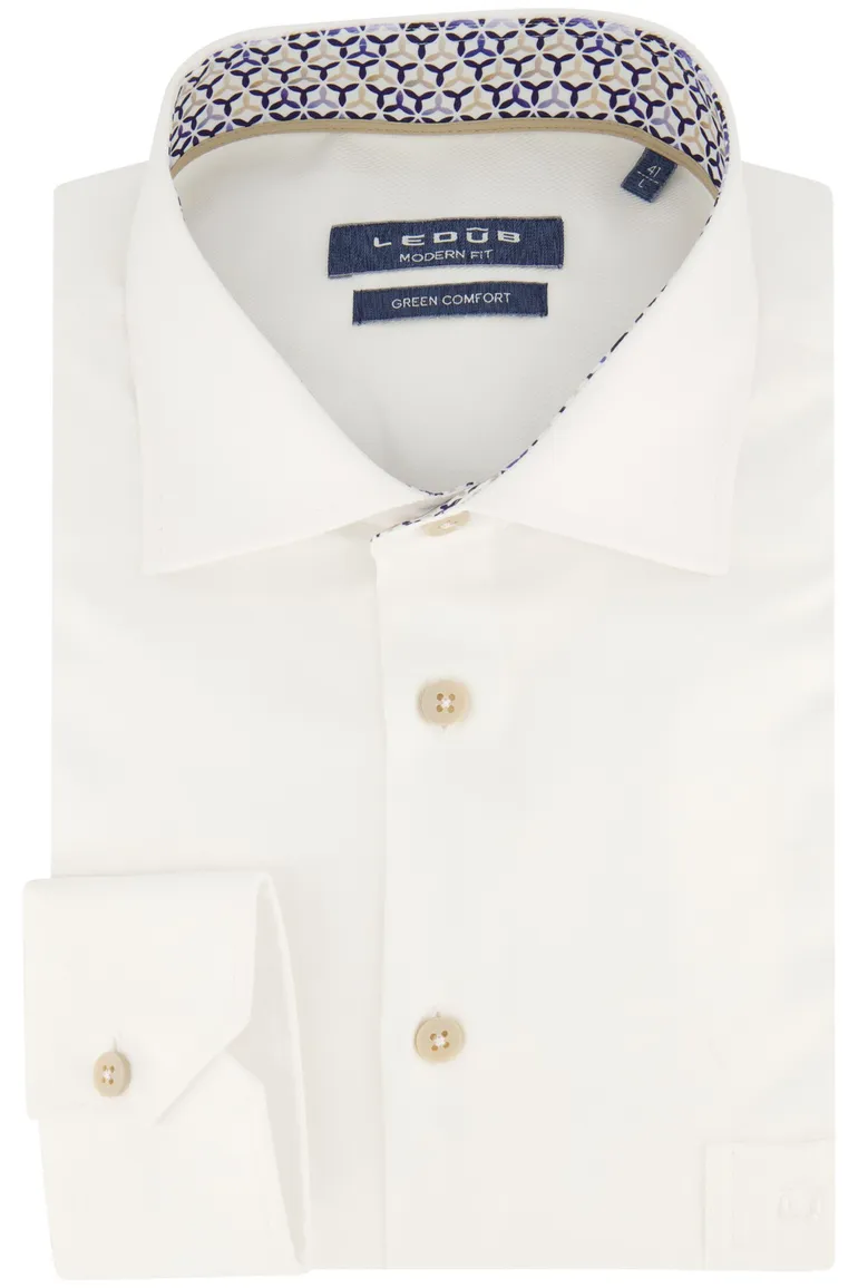 Ledub overhemd modern fit wit effen