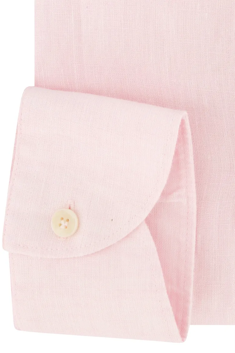 John Miller linnen overhemd tailored fit lichtroze