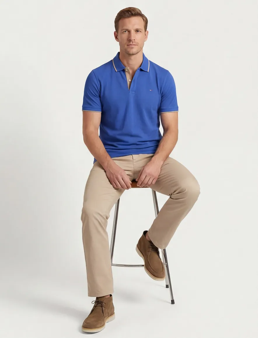 2-knoops Portofino polo blauw