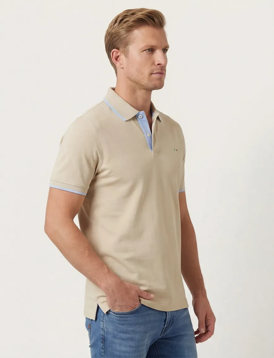 2-knoops Portofino polo beige