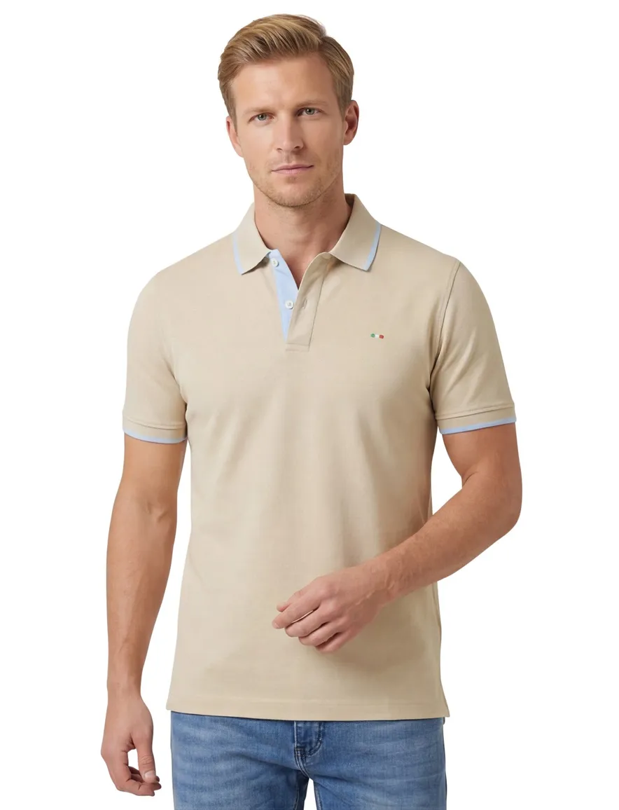 2-knoops Portofino polo beige