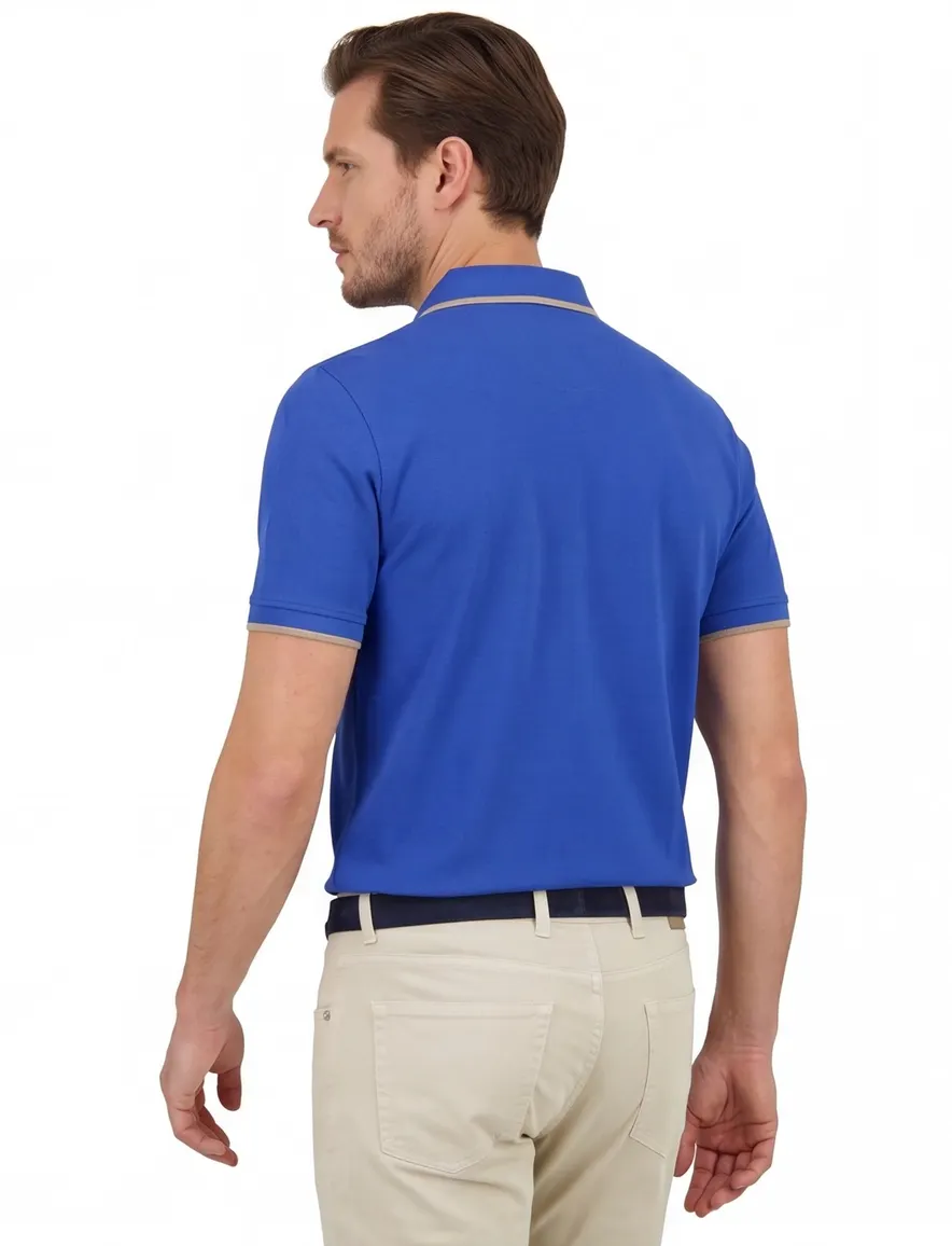 Extra lange Portofino polo blauw 2-knoops