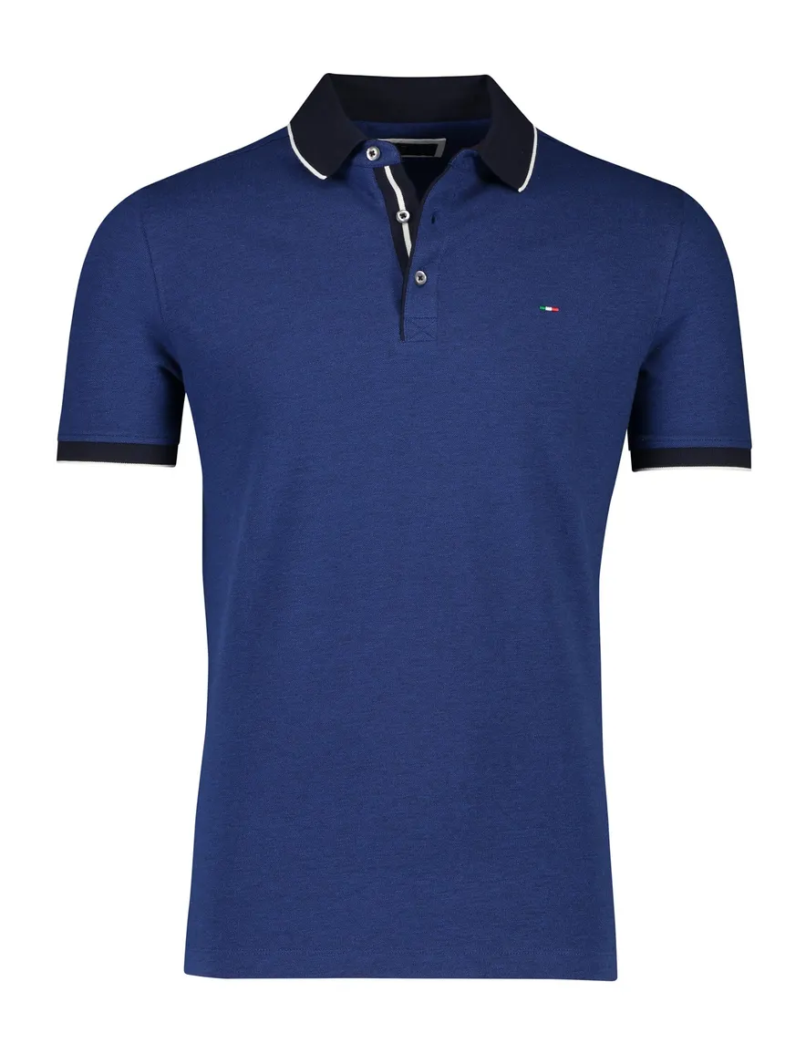 Portofino polo normale fit donkerblauw katoen 3 knoops