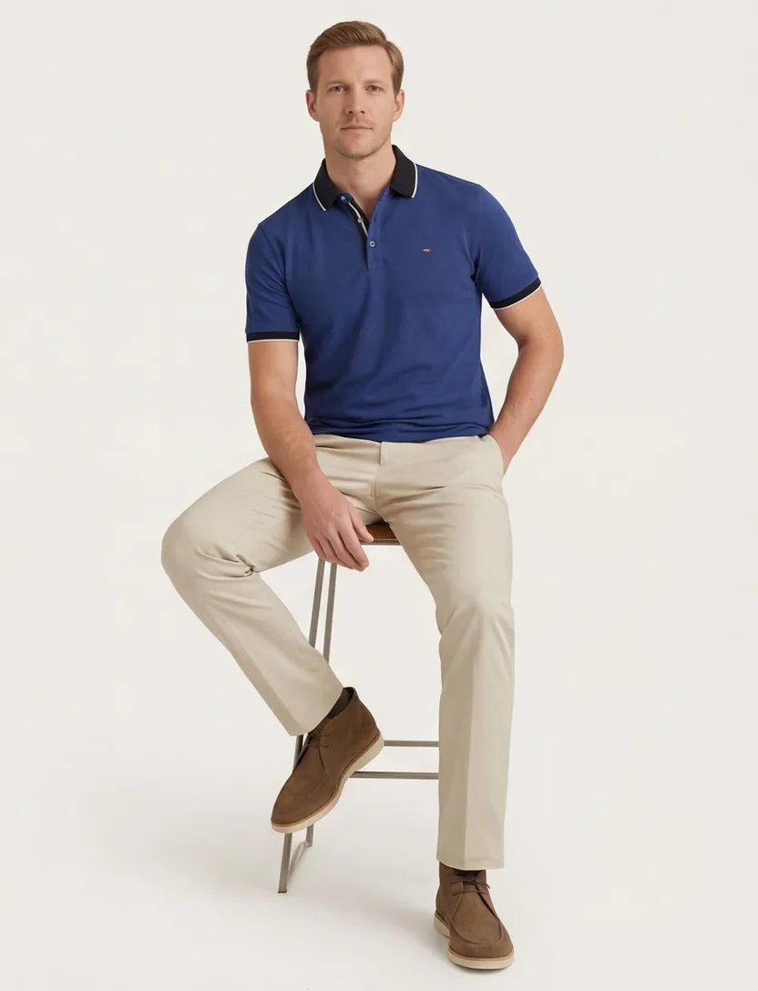 Portofino polo donkerblauw katoen normale fit