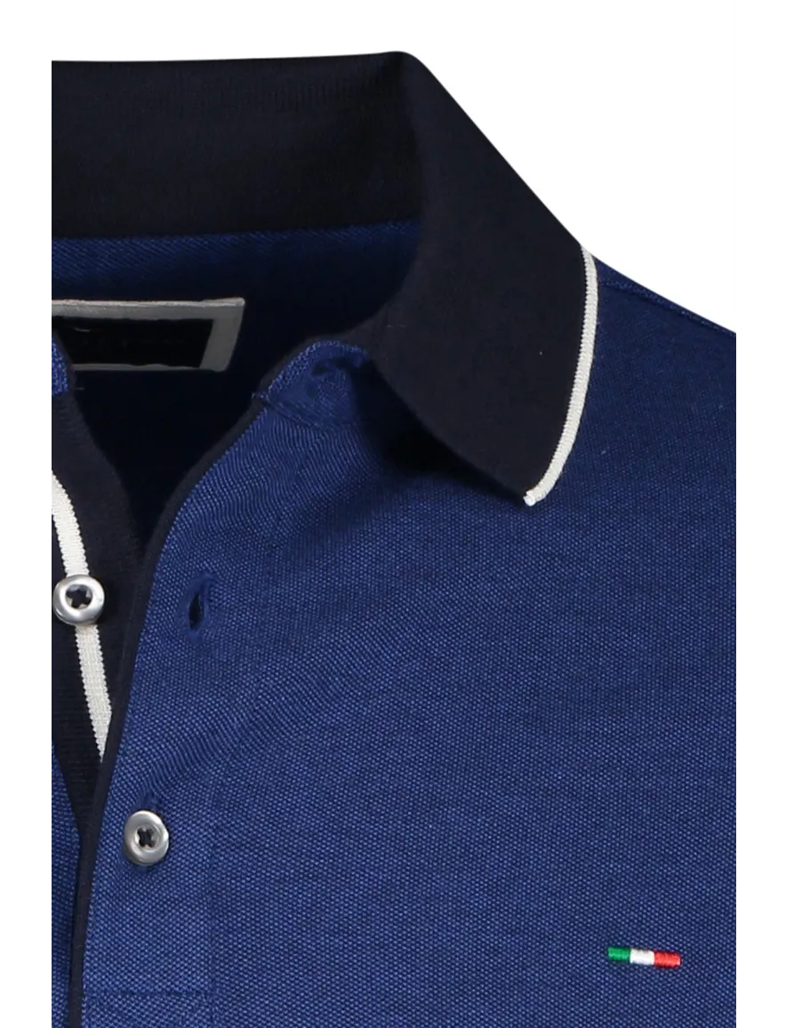 Portofino polo normale fit donkerblauw katoen 3 knoops