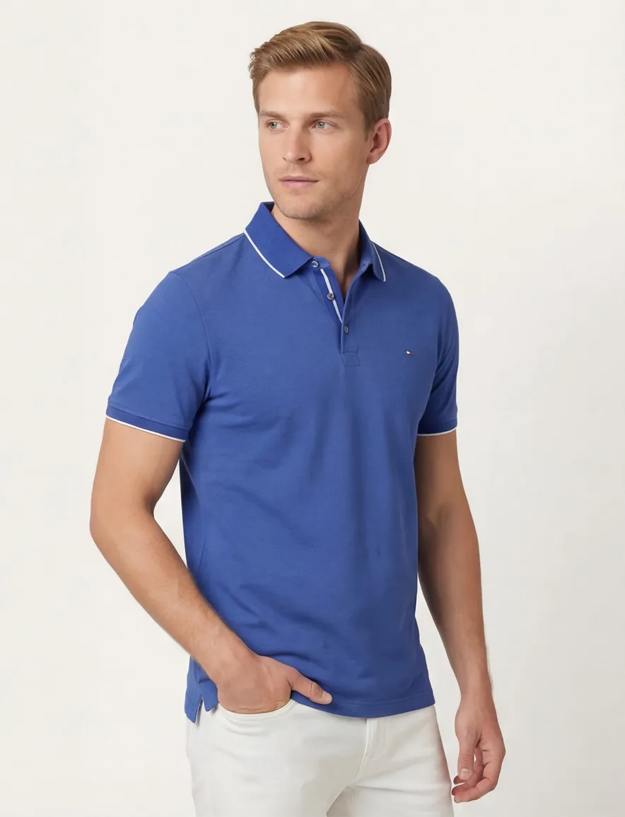 Portofino polo blauw katoen normale fit
