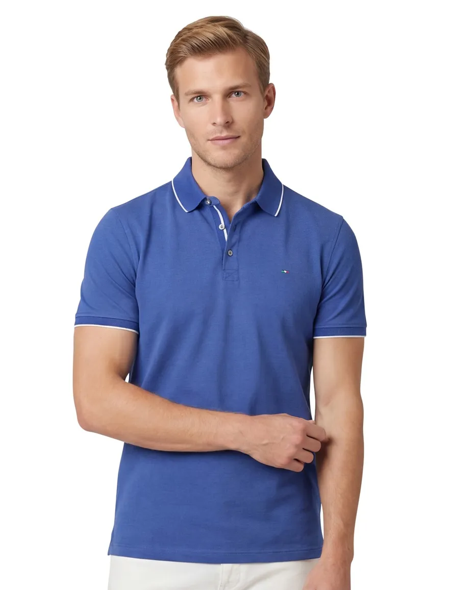 Portofino polo blauw katoen normale fit