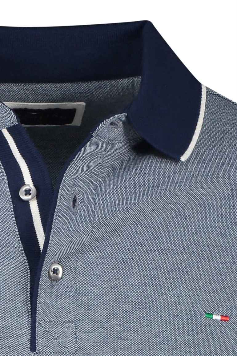Portofino polo donkerblauw/wit gemeleerd