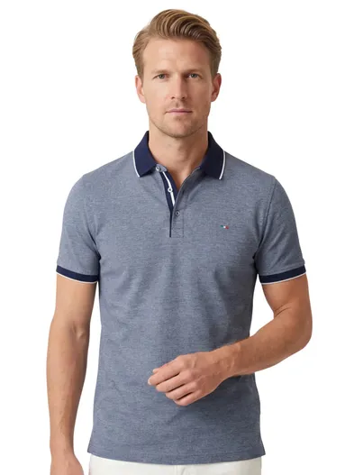 Portofino Portofino polo donkerblauw gemêleerd katoen normale fit