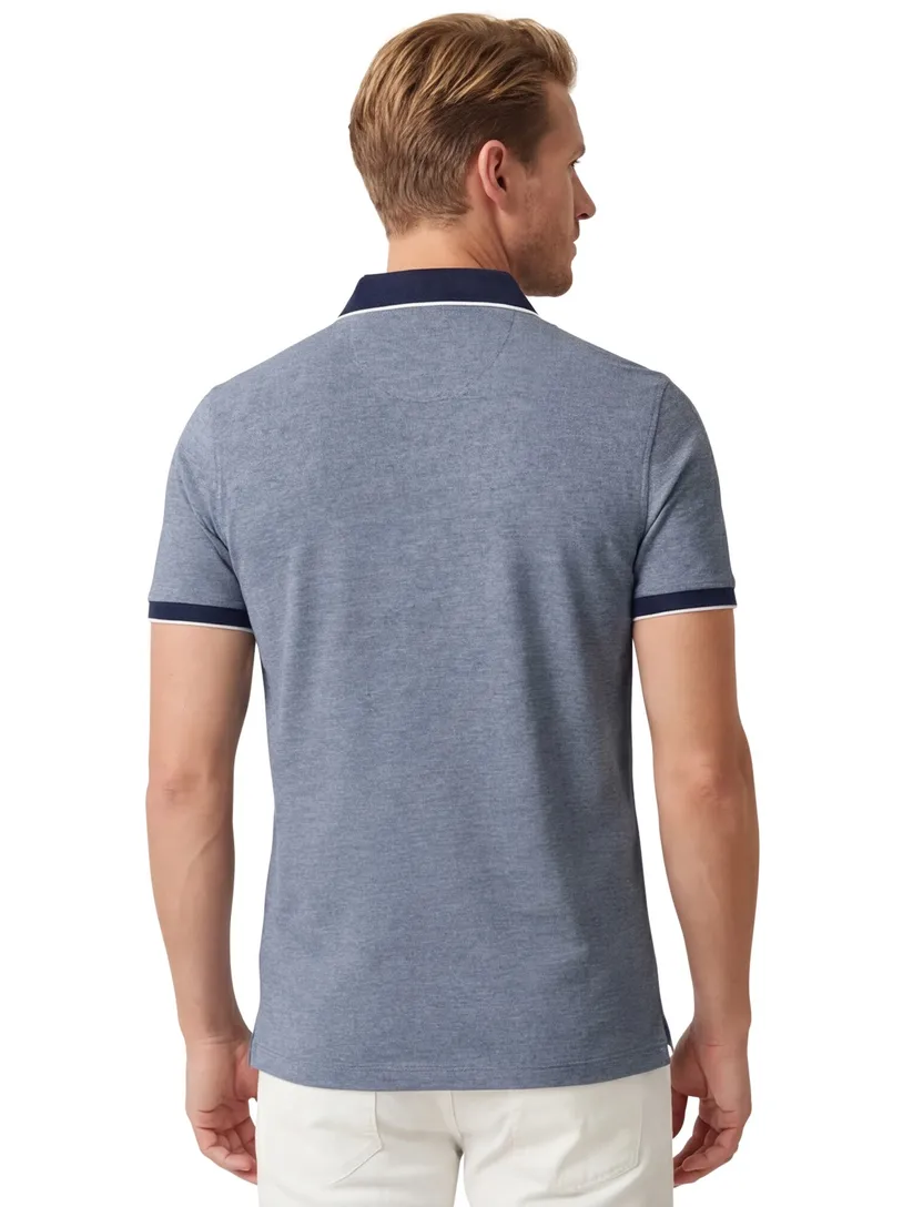 katoenen Portofino polo donkerblauw gemêleerd normale fit