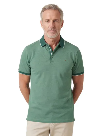 Portofino Katoenen Portofino polo groen gemêleerd normale fit
