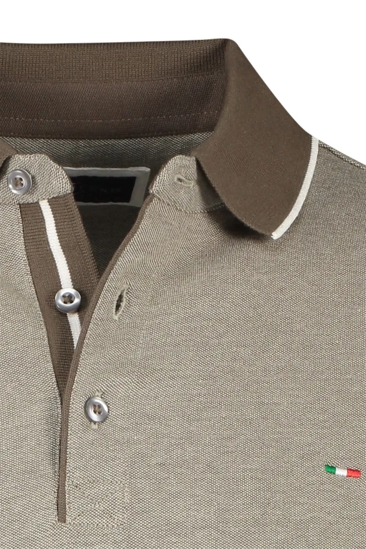 katoenen Portofino polo normale fit bruin gemêleerd