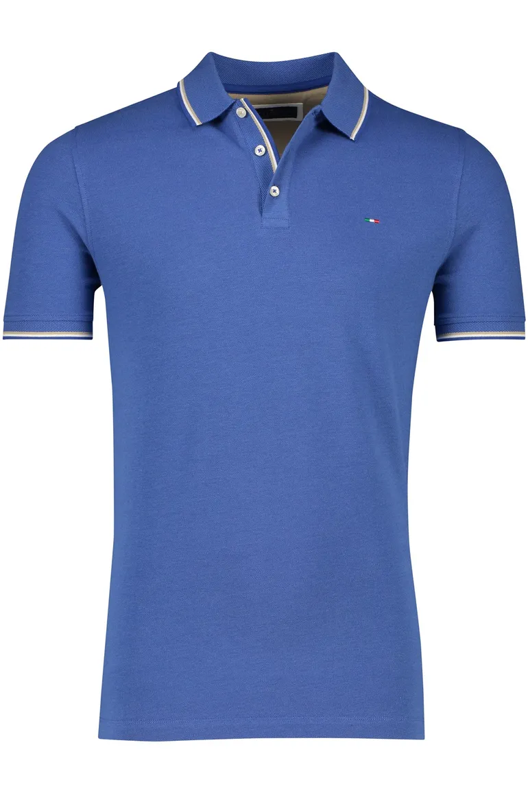 Portofino polo effen blauw normale fit katoen