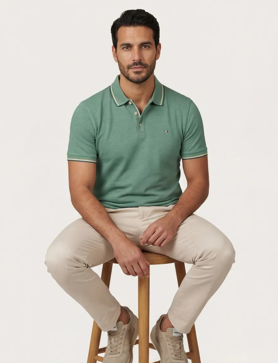 Portofino polo groen korte mouw