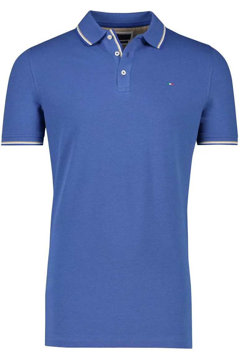 Portofino polo blauw uni katoen normale fit