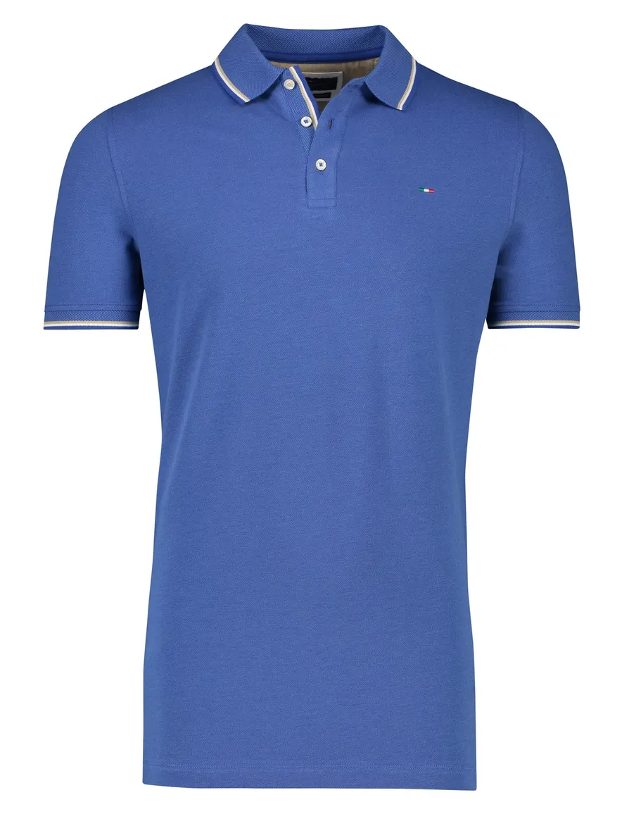 Portofino polo blauw uni katoen normale fit