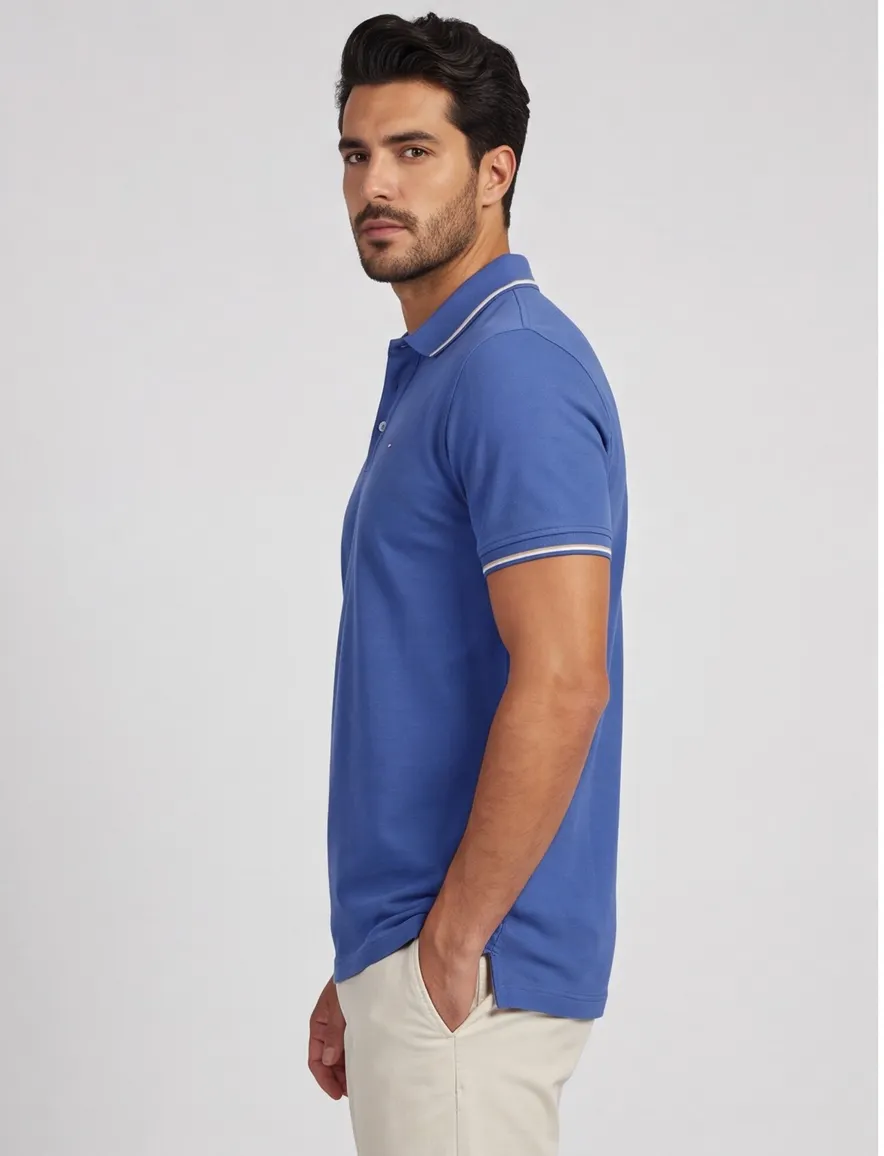 Portofino polo extra lang blauw