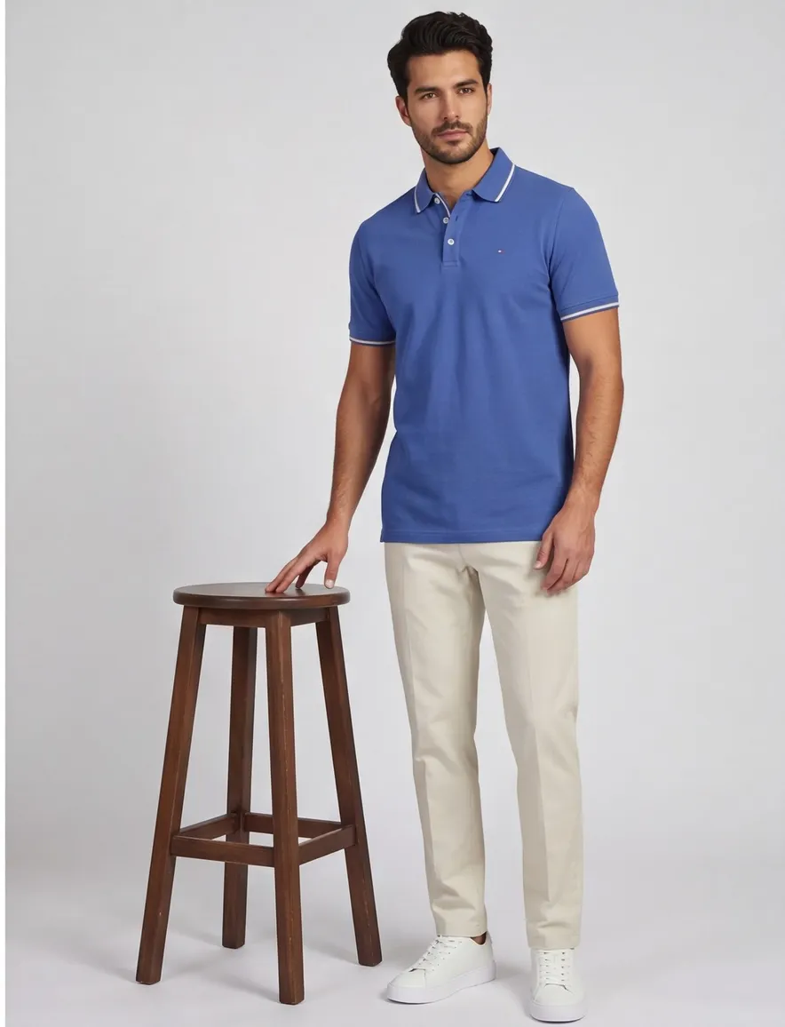 Portofino polo extra lang blauw