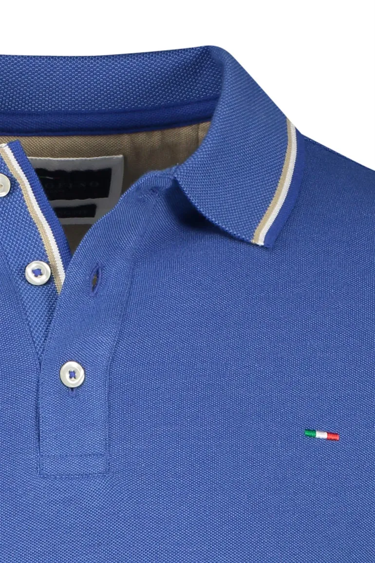 Portofino polo blauw uni katoen normale fit