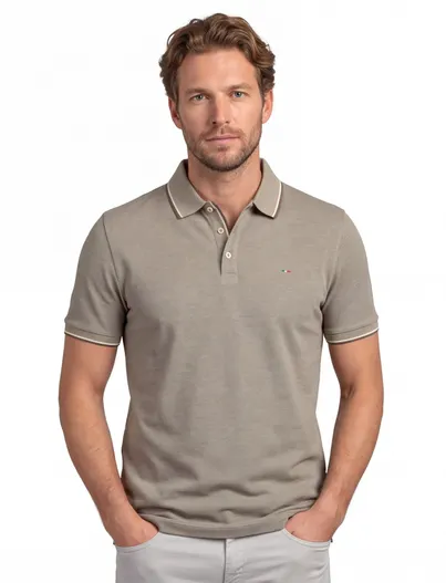 Portofino Portofino polo grijs katoen normale fit extra lang