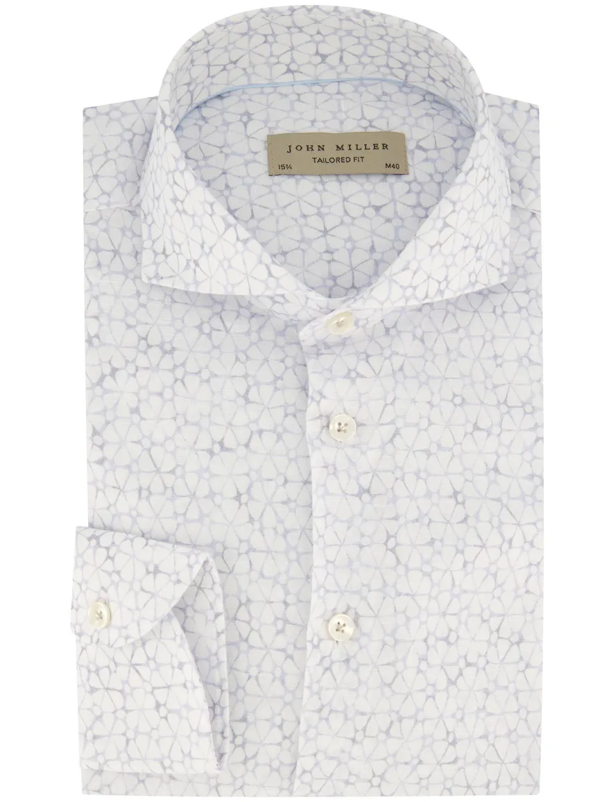 John Miller overhemd blauw printje